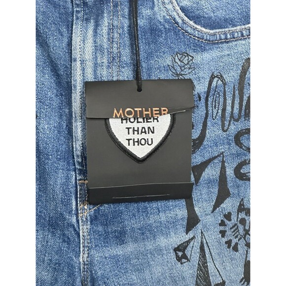 Mother Women's Blue Smokin' Short High-Waist Frayed Cut-Off Shorts Size 24 NWT - Picture 4 of 14